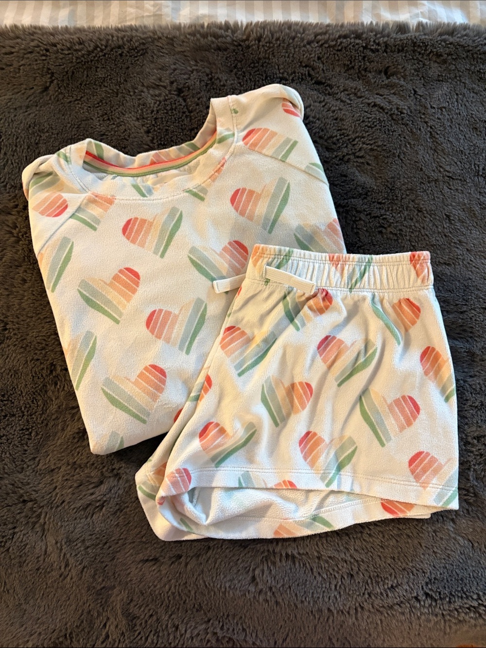 PJ Salvage Girls' Cream Heart-Print Pajama Set